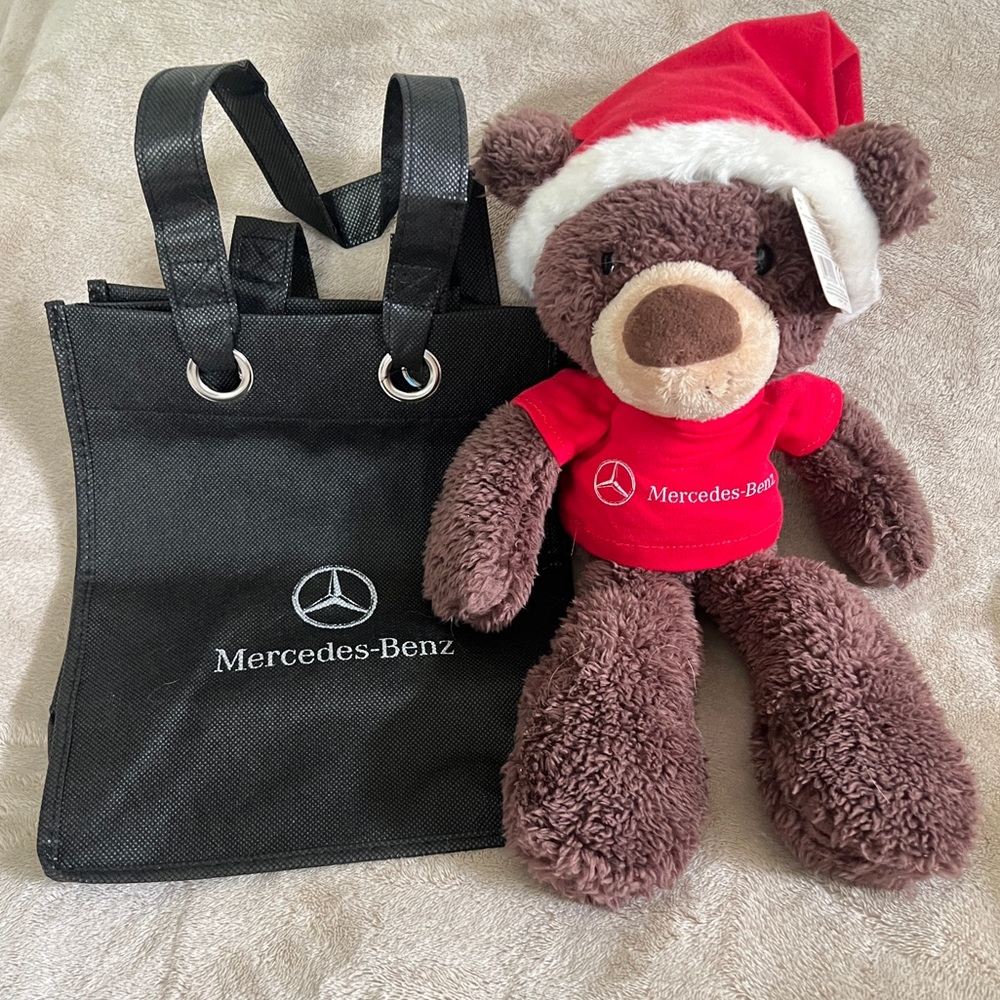 Mercedes Christmas Brown Teddy Bear with Black Tote